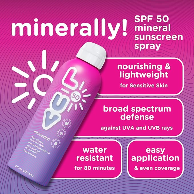 minerally! SPF 50 Sunscreen Spray, Broad-Spectrum Protection Against UVA & UVB Rays, Perfect For Everyday Activities & Outdoor Adventures, Clear and Lightweight Sun Protection