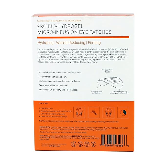 RESTORE BIO-HydroGel Micro-Infusion Eye Patches | Anti-Aging Eye Masks with Hyaluronic Acid, Collagen, Glutathione & Peptides | Reduce Wrinkles, Brighten Dark Circles & Hydrate | 4 Pairs