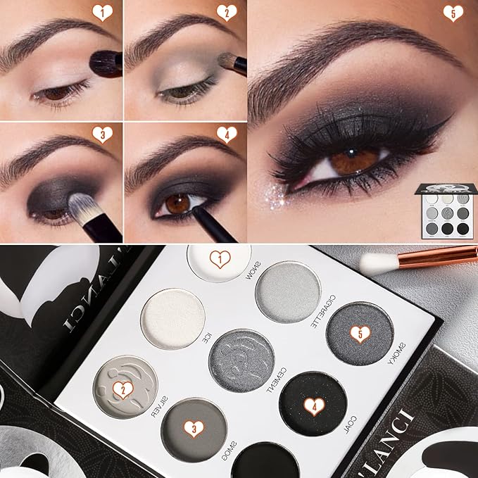 ecofavor Black Smoky Eye shadow Palette, DE’LANCI PANDA