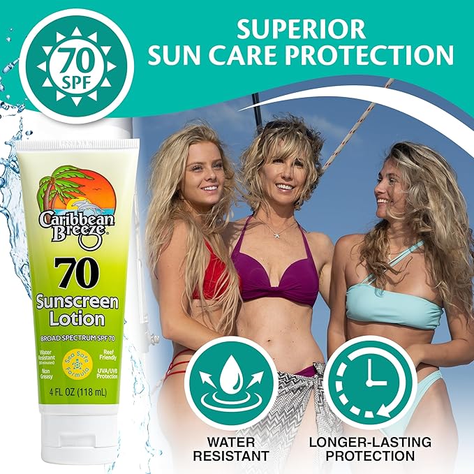 Reef Friendly Sunscreen SPF 70 Lotion, Mango Lime Scent Body Sunscreen Lotion, Rich in Anti Oxidants, Water Resistant Up to 80 Minutes, Broad Spectrum Body Lotion with Sunscreen, 4 oz (120 ml)