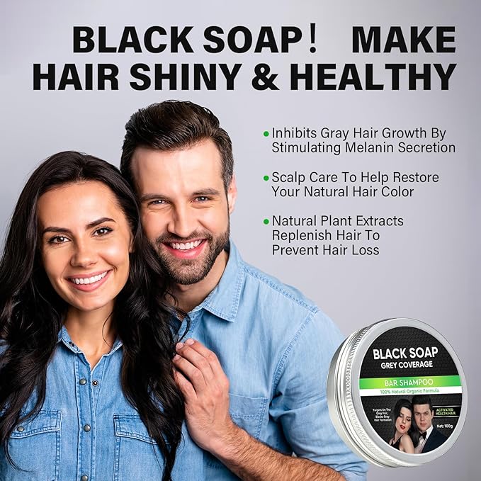 Black Soap for Gray Hair, Gray Reverse Bar Men