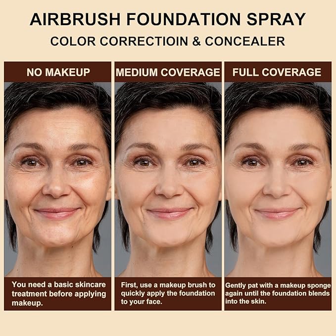 AirBrush Foundation Spray Set, Spray Foundation Makeup and Warm Honey)