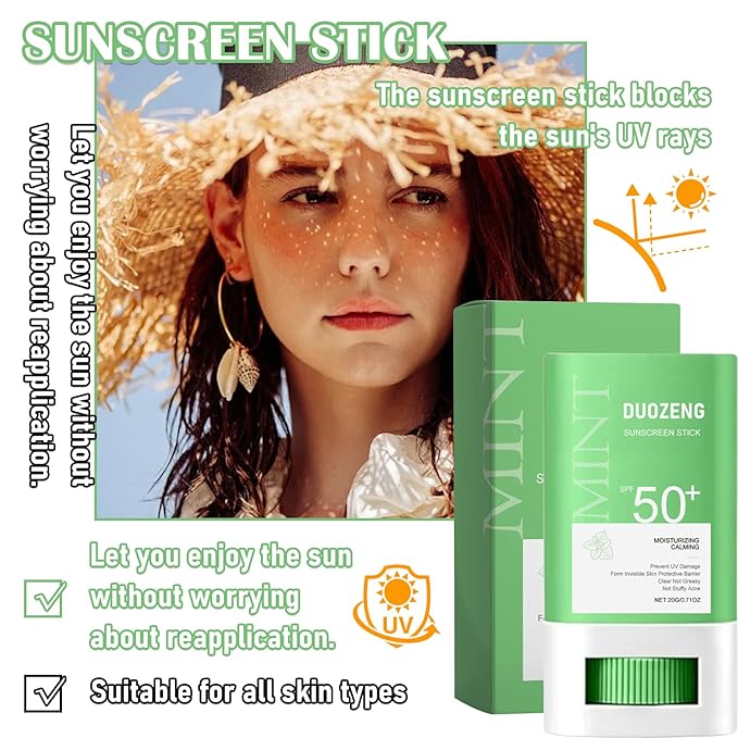 Mineral Sunscreen Stick,Hyaluronic Acid Face Sunscreen,Lightweight