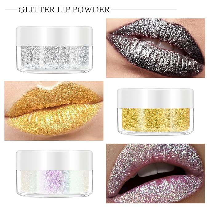 KYDA 3 Colors Glitter Lip Kit, Diamond Metllic Lip