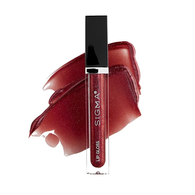 Sigma Beauty Lip Gloss - Heartfelt - Non Sticky, High-Shine Lip Gloss with Shimmer - Paraben Free Lip Gloss - Deep Burgundy Lip Color