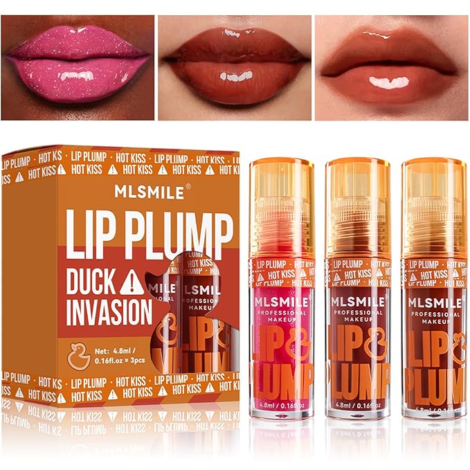 3 Colors Duck Lip Plumper Gloss, Glitter Shine Lip