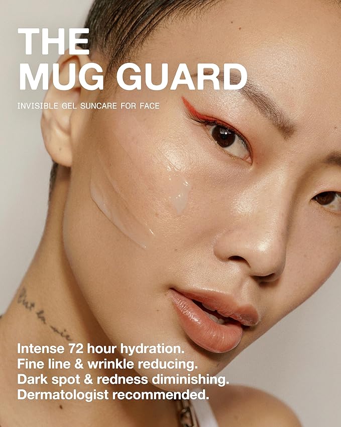 The Mug Guard - Clear Invisible Gel Sunscreen for Face - Broad Spectrum SPF 30 Protection, 72 hr Hydration, Anti-Aging, 40 Min Water Resistance, Reef Friendly, Non-greasy & Fragrance Free (2.4 Fl Oz)