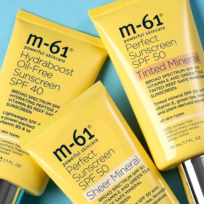 M-61 Perfect Mineral Sunscreen SPF 50 - Tinted - Universal tinted mineral SPF 50 with vitamin E, green tea, lavender and plant-derived squalane