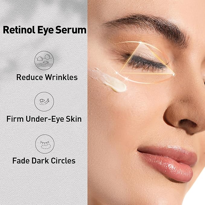 Retinol Eye Cream for Anti-Aging & Wrinkles - Firming & Repair Under Eye Serum with Retinol, Niacinamide, Hyaluronic Acid, Vitamin E & Bifida Ferment Lysate, 0.7 Fl Oz (Pack of 2)