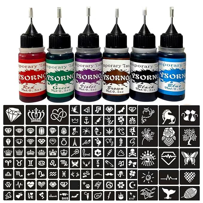 Temporary tattoo kit,6 bottles temporary