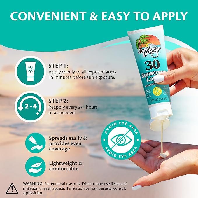 Reef Friendly Sunscreen SPF 30 Lotion, Mango Lime Scent Body Sunscreen Lotion, Rich in Anti Oxidants, Water Resistant Up to 80 Minutes, Broad Spectrum Body Lotion with Sunscreen, 4 oz (120 ml)