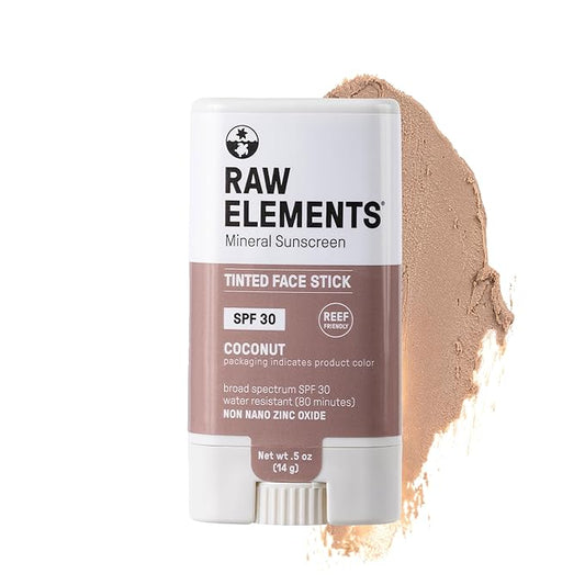 Raw Element Ultra-Moisturizing Face Tint Sunscreen, SPF 30+, Non Toxic Mineral Face Cream, Non Nano Zinc Oxide, Reef Friendly, Safe for All Ages, 0.5 oz, Coconut Pack of 1