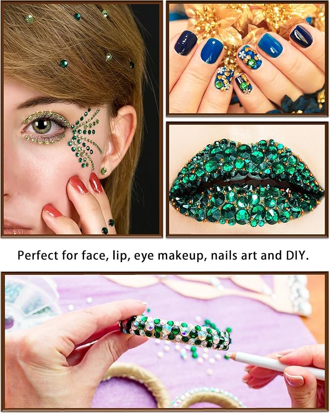 Niaconn deep green face jewels