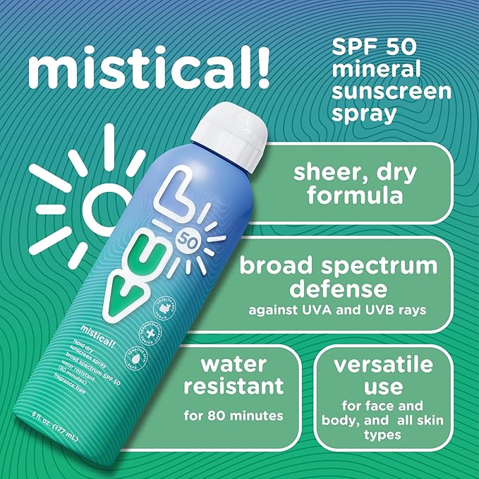 mistical! SPF 50 Sunscreen Spray, Broad-Spectrum Protection Against UVA & UVB Rays, Perfect For Everyday Activities & Outdoor Adventures, Clear and Lightweight Sun Protection