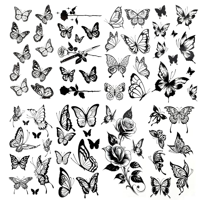 8 sheets large black butterfly