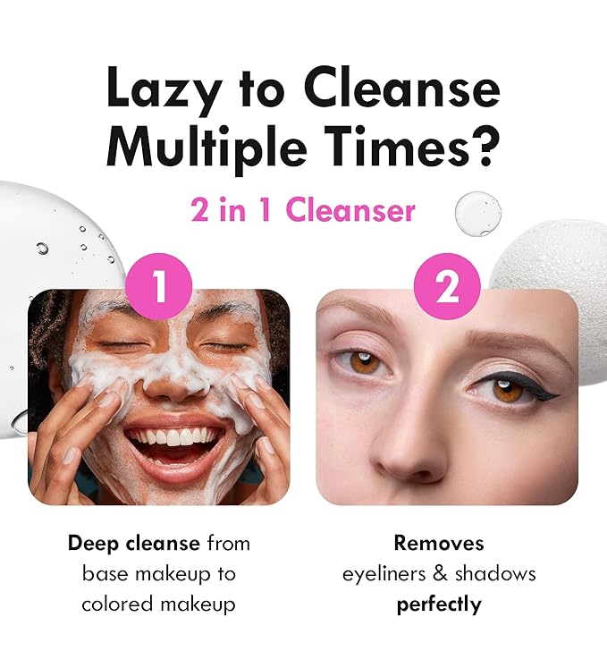 CELEFIT Double Effect Cleanser Oil to Foam Korean Cleansing Oil Makeup Remover Foaming Facial Cleanser | Makeup Remover Oil to Foam Cleanser Face Wash for Women & Men | Travel Size Face Wash (1.05oz)