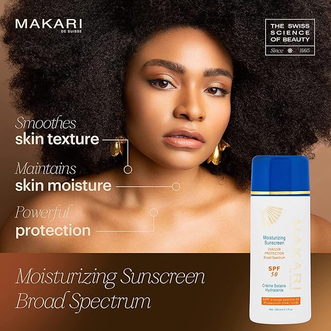 Makari Moisturizing Sunscreen SPF 50 (5.1 fl oz) | Broad Spectrum UVA & UVB Sunblock with Beeswax | Anti-Aging Sunscreen for Face and Body | Lightweight Face Sunscreen Lotion with SPF