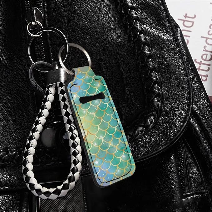 Mermaid Scale Green Chapstick Holder Keychain