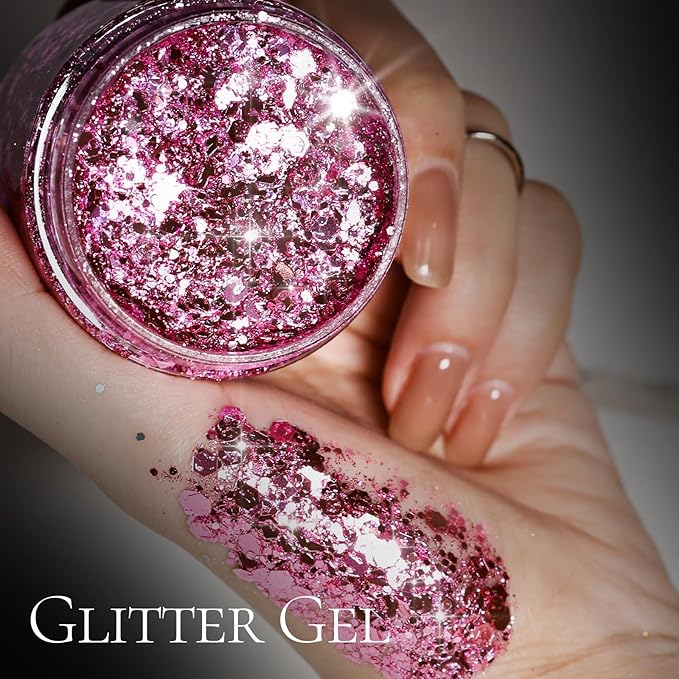 Teenitor pink body glitter, chunky