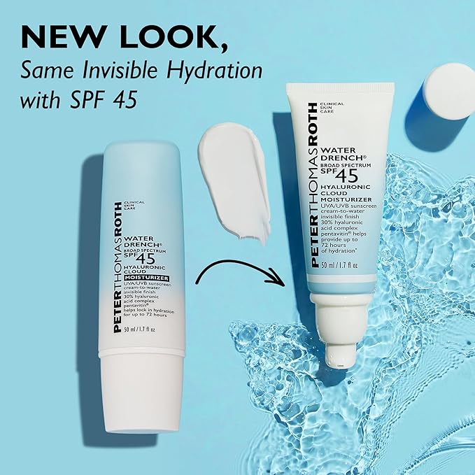 Peter Thomas Roth | Water Drench Broad Spectrum SPF 45 Hyaluronic Cloud Moisturizer | SPF Moisturizer For Face, Lightweight Sunscreen For Face (Pack of 1)