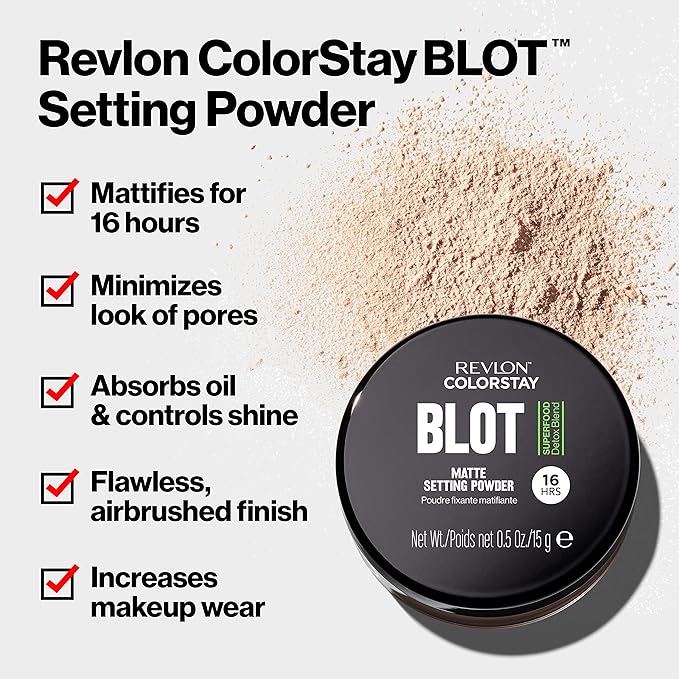 Revlon ColorStay Blot Face Powder, Mattifying, Blurring & Pore Appearance, 0.5 oz