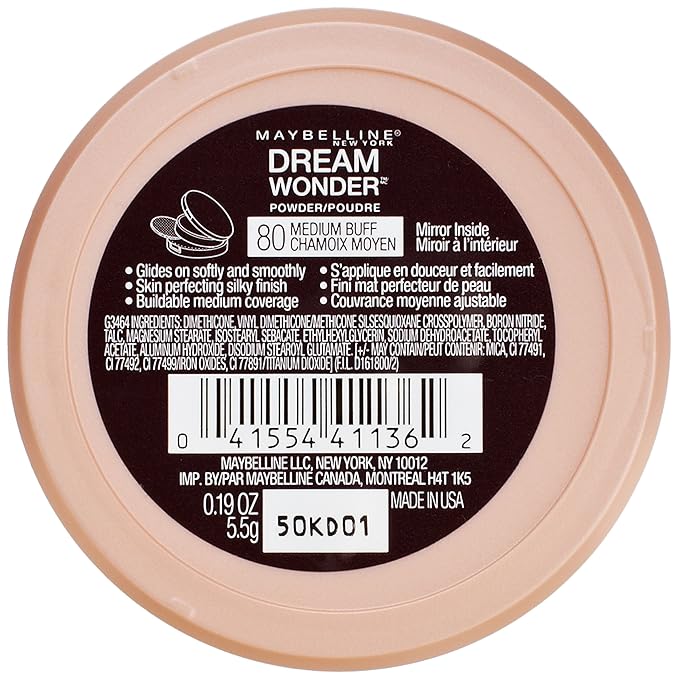 Maybelline New York Dream Wonder Powder, Medium Buff, 0.19 Ounce