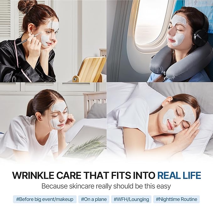 Forehead and Smile Line Wrinkle Patches - Anti Wrinkle Patches for Lip - Face Tape Overnight Self Care for Woman for Smoothing and Firming - Smile Line Patches (6 Pack)