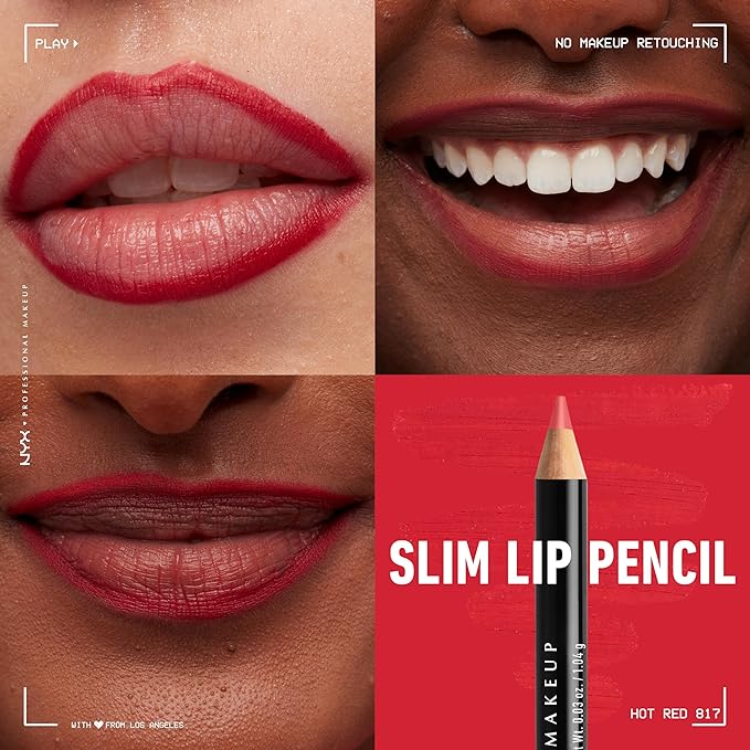 NYX PROFESSIONAL MAKEUP Slim Lip Pencil, Long-Lasting Creamy Lip