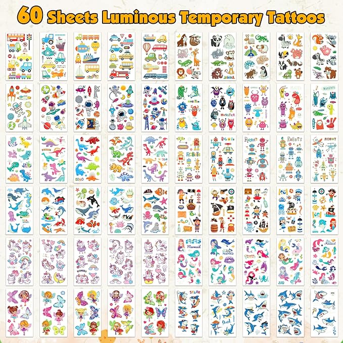 700+pcs luminous tattoos for kids,