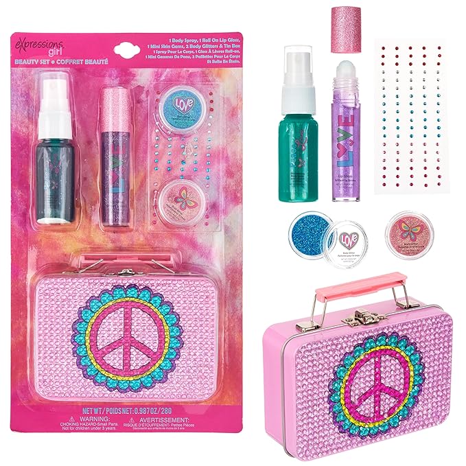 Expressions 6pc Peace & Rhinestones Beauty Set w/Tin