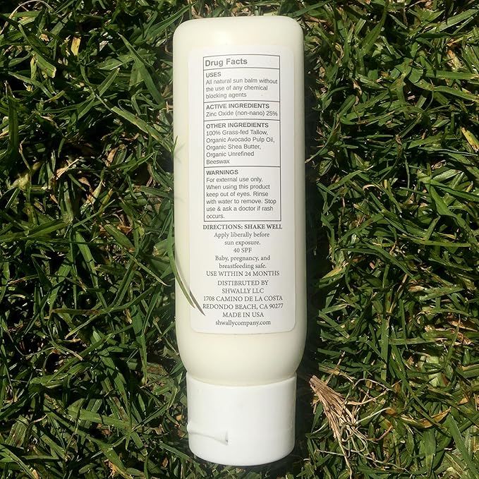 Zinc & Avocado Mineral SunBalm 40SPF, The Only Real Primal Sun Lotion - 100% Grass Fed Tallow, Avocado Oil & Non-Nano Zinc Oxide - Pregnancy Safe (Not Scented, 4 Fl Oz @ 40 SPF & Not Tinted)